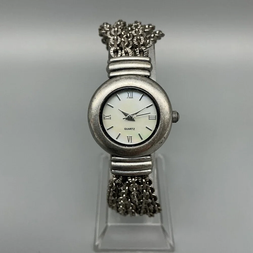 J. Jill Womens Watch 25mm MOP Dial Silver Tone Chain Bracelet New Battery 8
